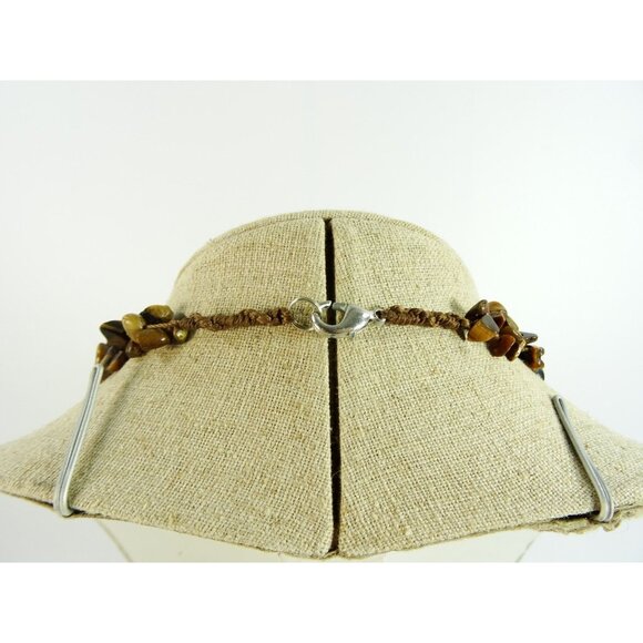 Multi-Strand Tigereye Necklace Triple-Strand Tigerseye Brown Stone 20" - Picture 4 of 6